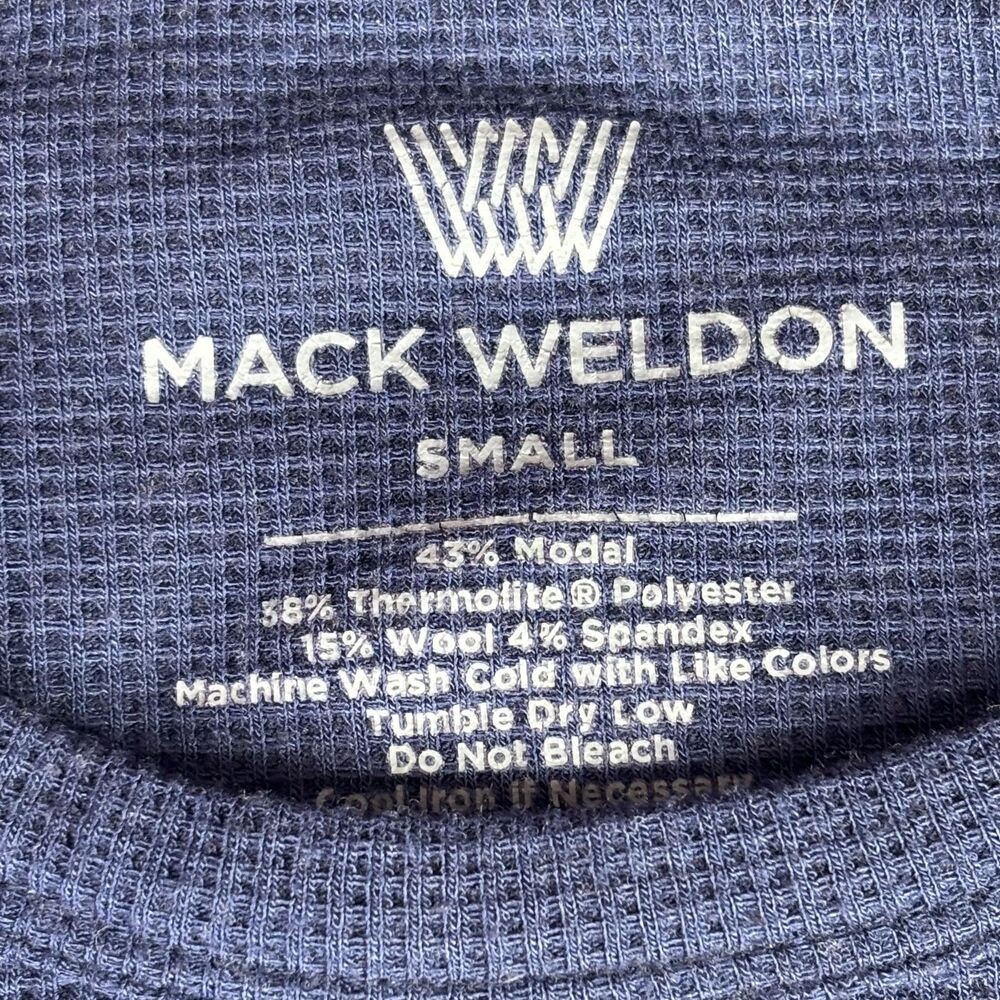 Mack Weldon Mens Small Blue Thermal Tagless Raglan Long Sleeve Crew Shirt - Picture 4 of 14